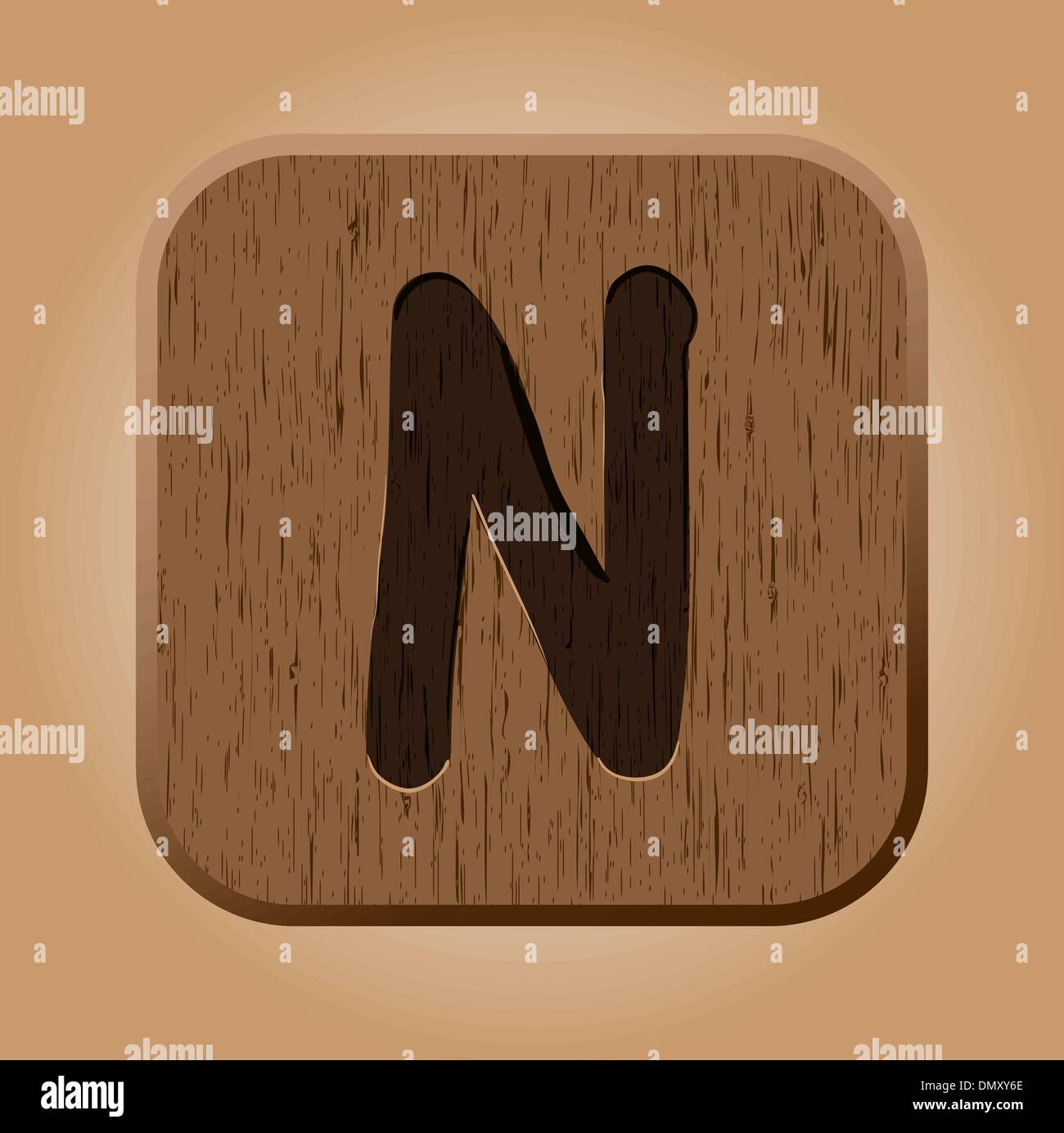En bois faits à la main lettre N. Illustration de Vecteur