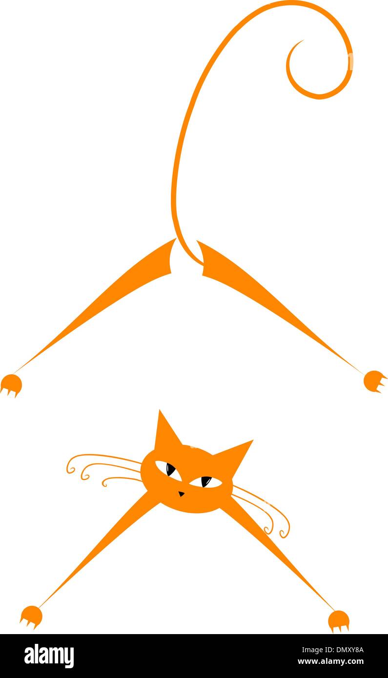 Funny cat rayé orange pour votre conception Illustration de Vecteur