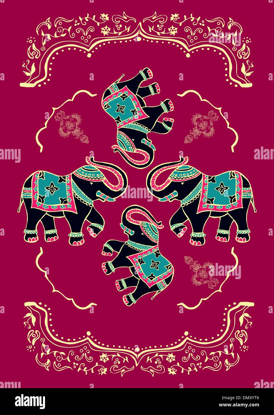 L'éléphant indien typique de fête Illustration de Vecteur