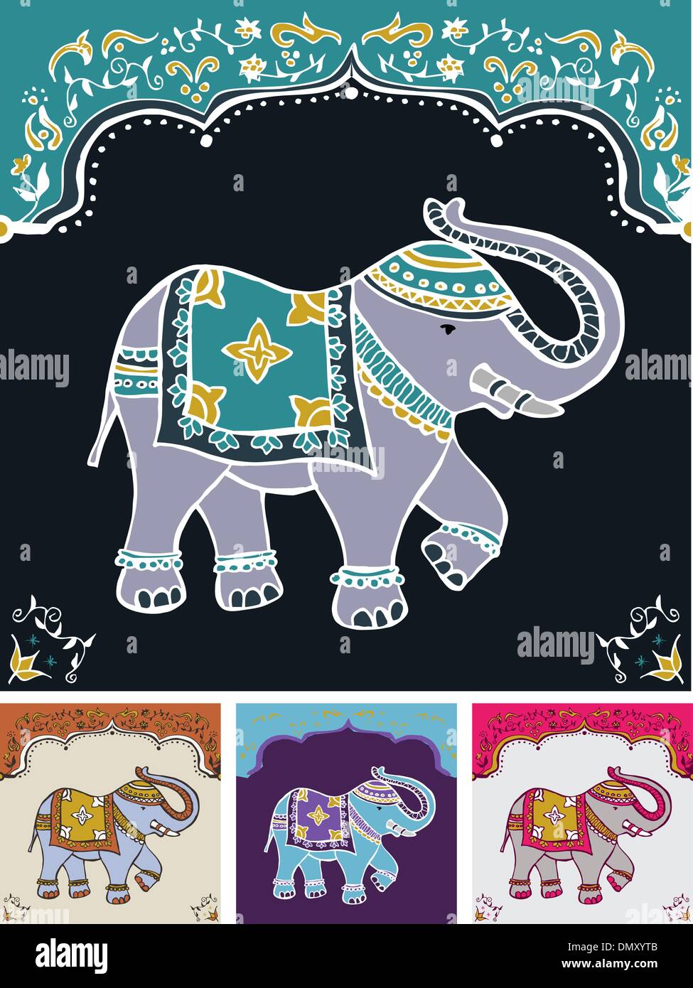 L'éléphant indien typique de fête Illustration de Vecteur