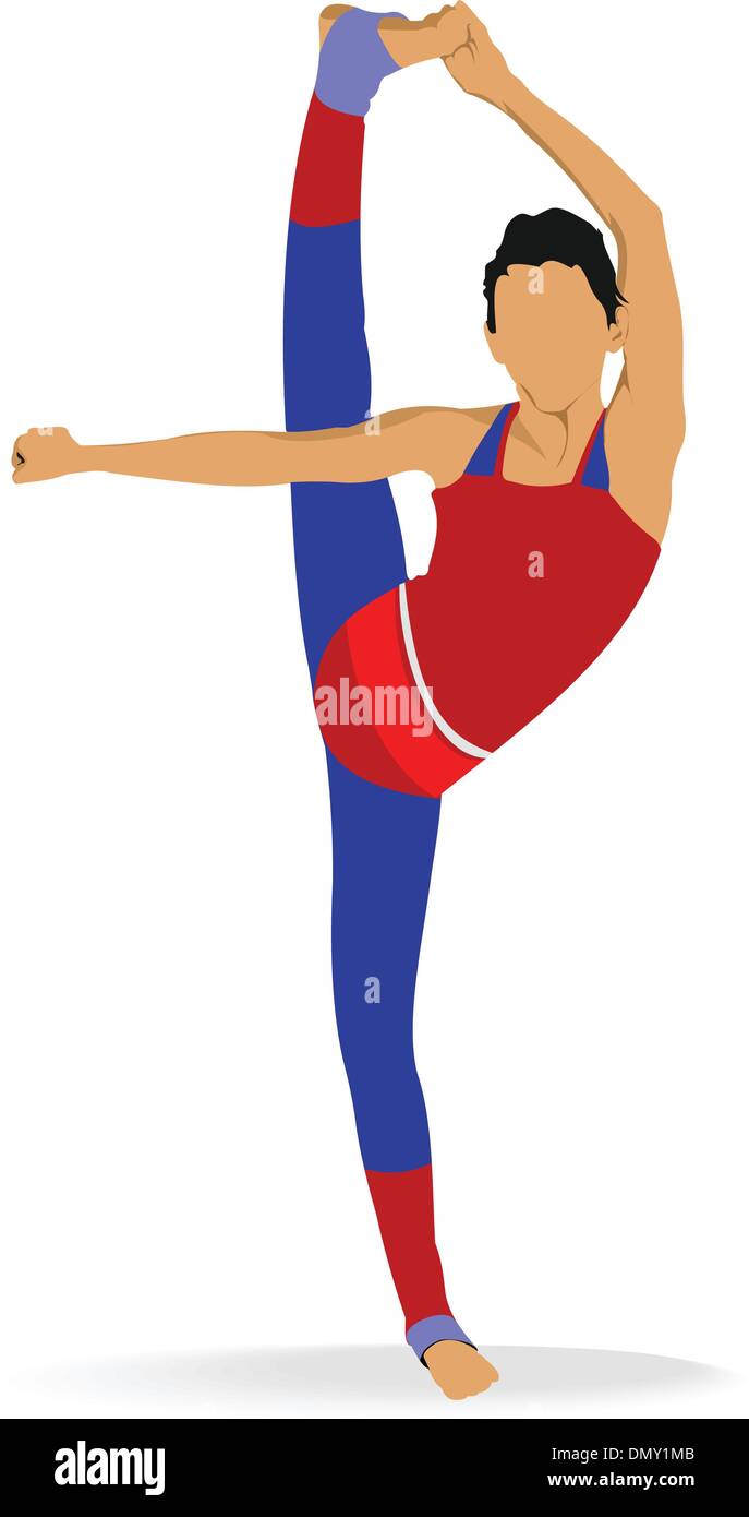 Woman practicing Yoga exercice. Vector Illustration of girl dans Dancer's posent isolé sur fond blanc. Illustration de Vecteur