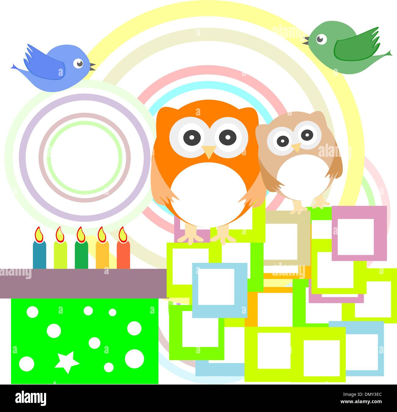 Joyeux Anniversaire Chouette Carte Cute Cartoon Vector Illustration Graphic Design Image Vectorielle Stock Alamy