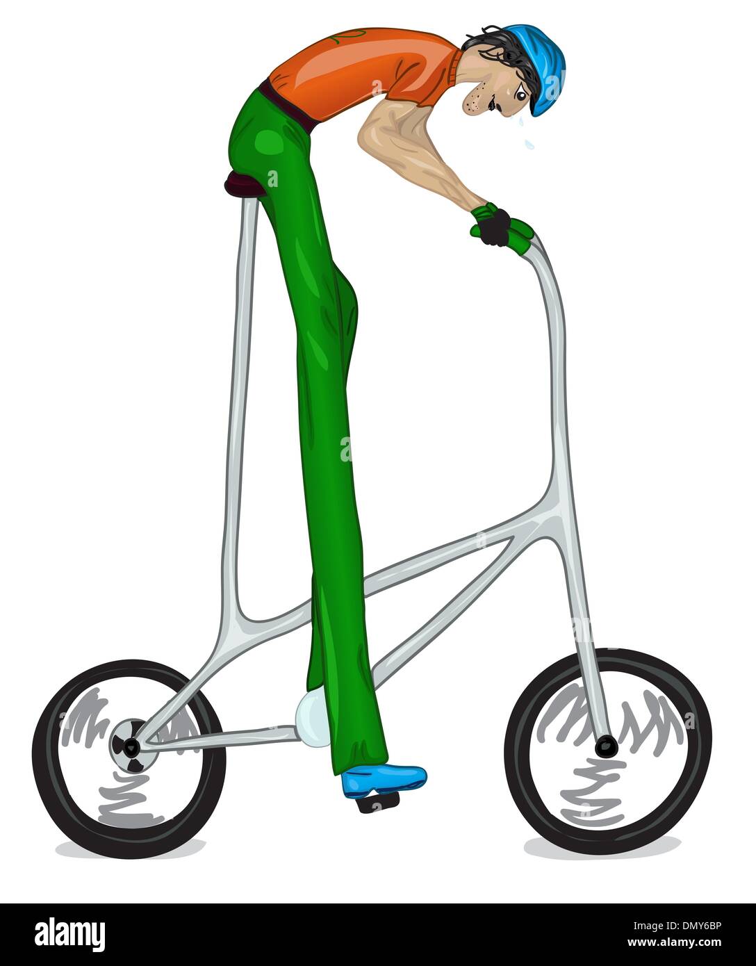 Sketch Rigolo De Cycliste Trop Eleve Version Couleur Image Vectorielle Stock Alamy