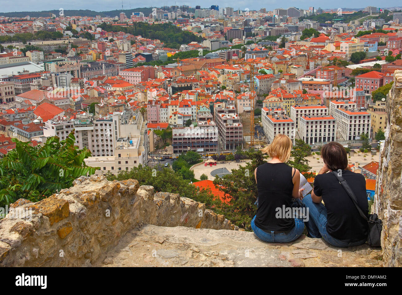 Lisbonne, vue depuis le Château Saint-Georges, le Portugal, l'Europe Banque D'Images