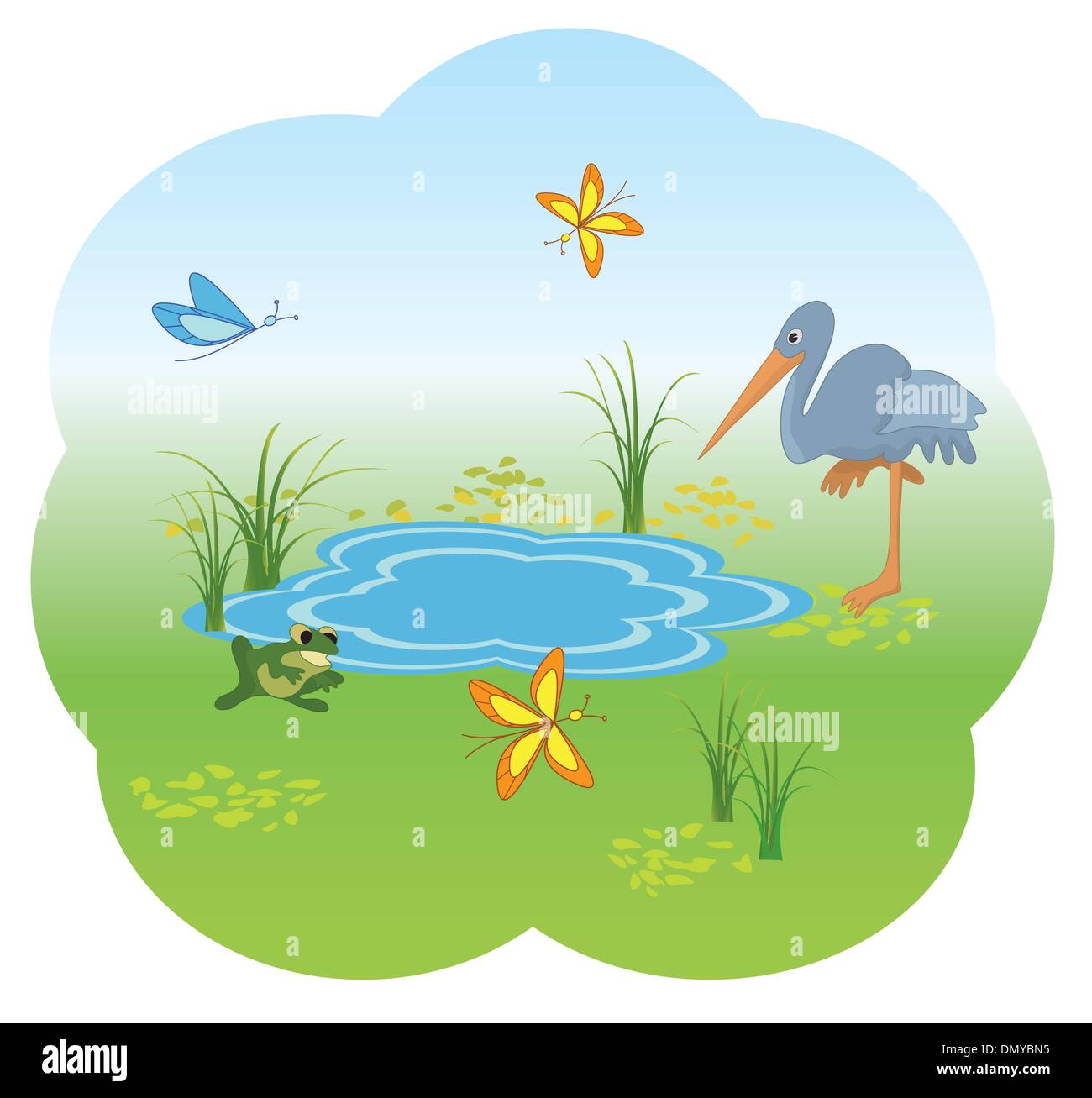 Illustration vecteur de la nature avec le lac bleu Illustration de Vecteur