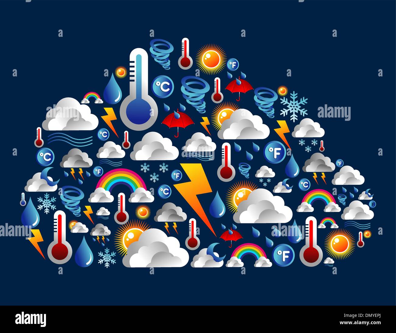 Icônes météo mis en forme du nuage Illustration de Vecteur