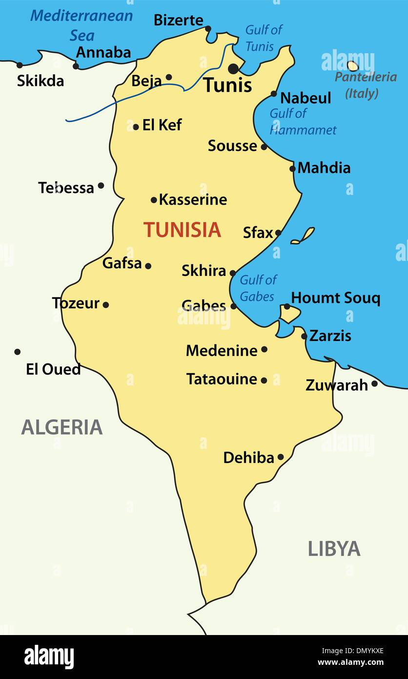 Vector illustration - carte de la Tunisie Illustration de Vecteur