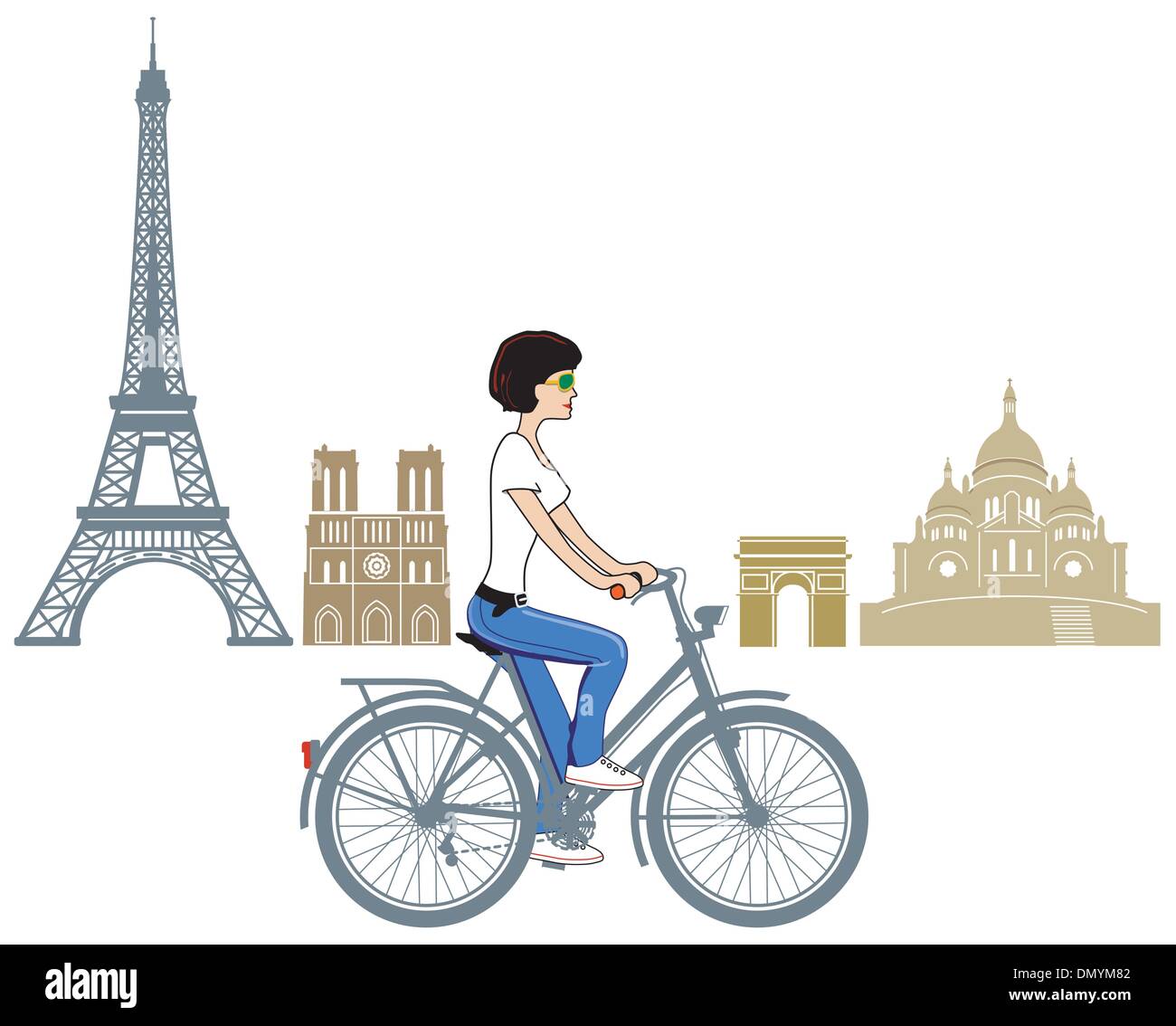 Randonnée à vélo à Paris Illustration de Vecteur