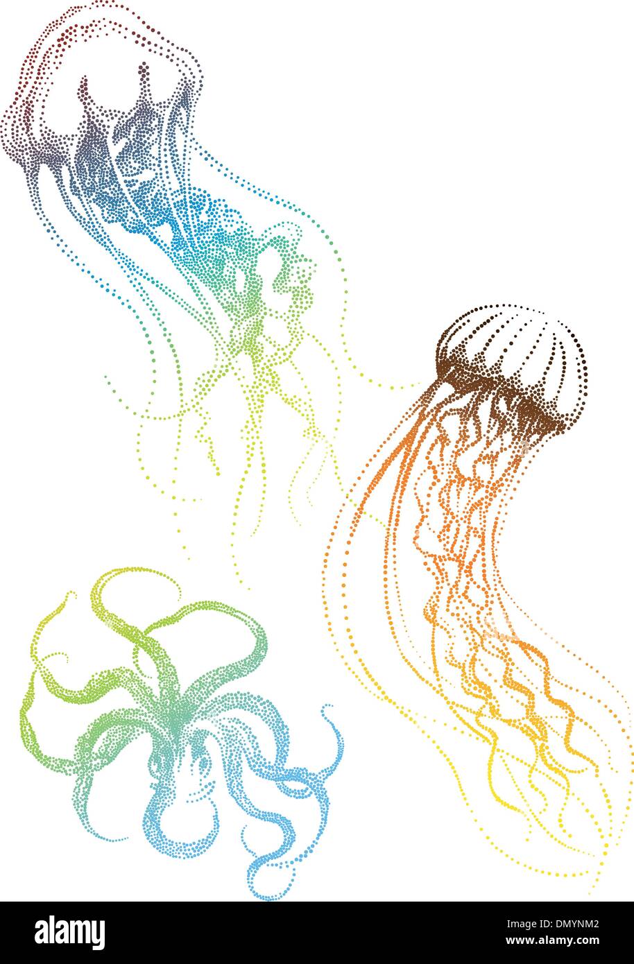 Les méduses et les poulpes, vector Illustration de Vecteur