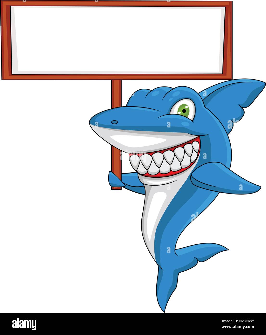 Shark avec blank sign Illustration de Vecteur