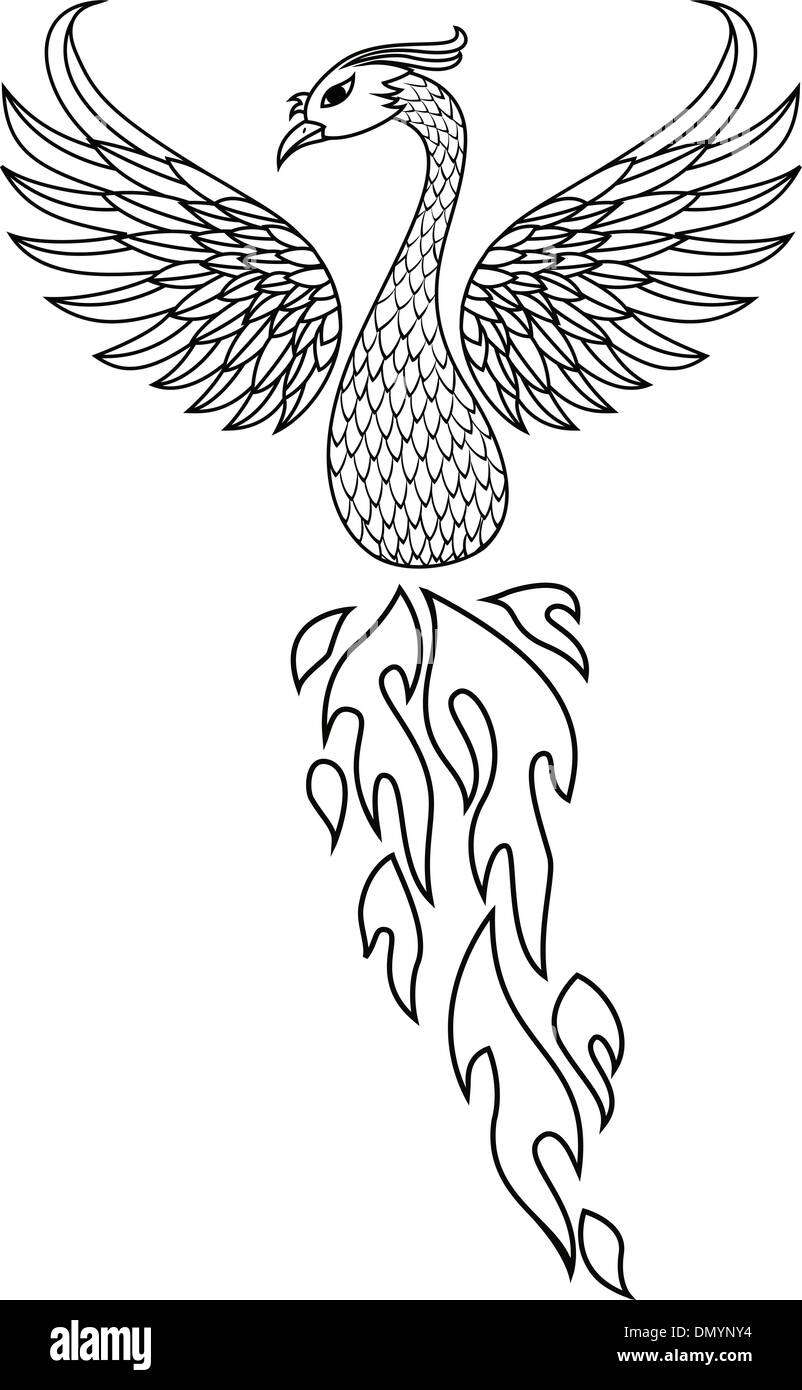 Tatouage Oiseau Phoenix Illustration de Vecteur