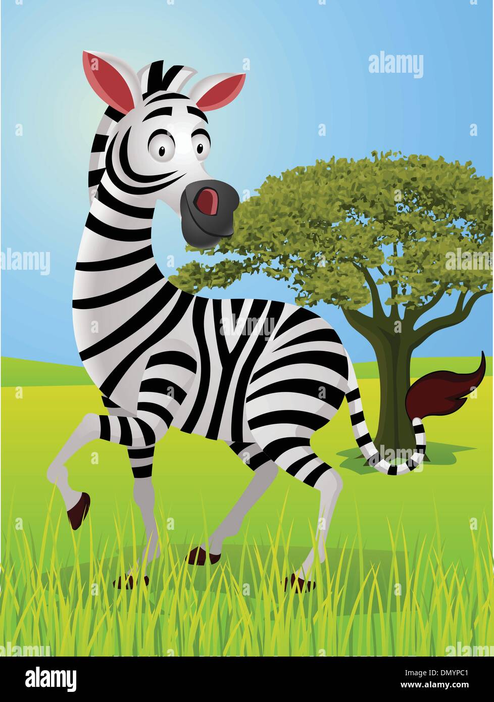 Zebra cartoon dans la jungle Illustration de Vecteur