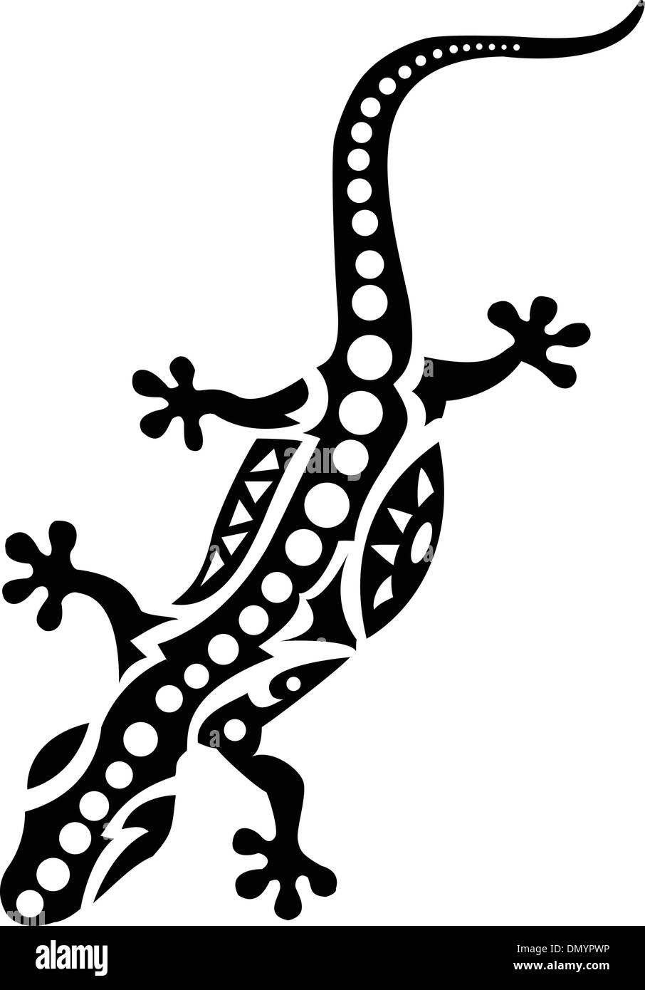 Tatouage de Gecko Illustration de Vecteur