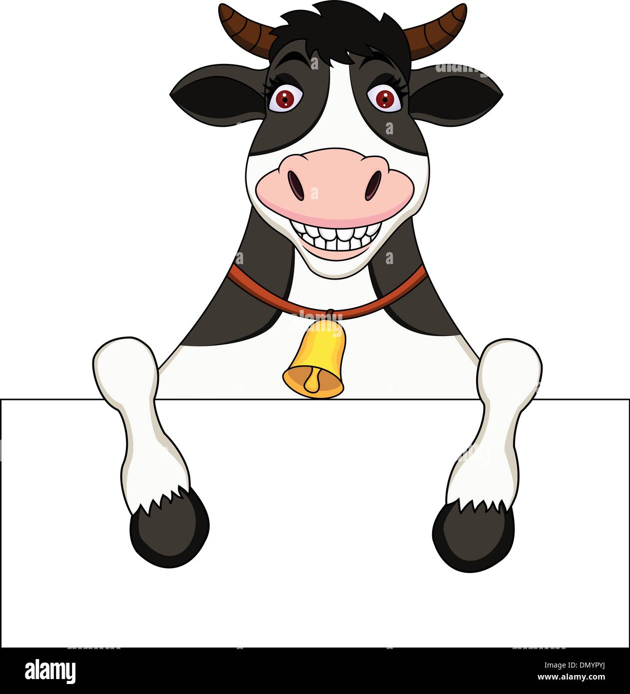 Dessin de vache avec blank sign Illustration de Vecteur