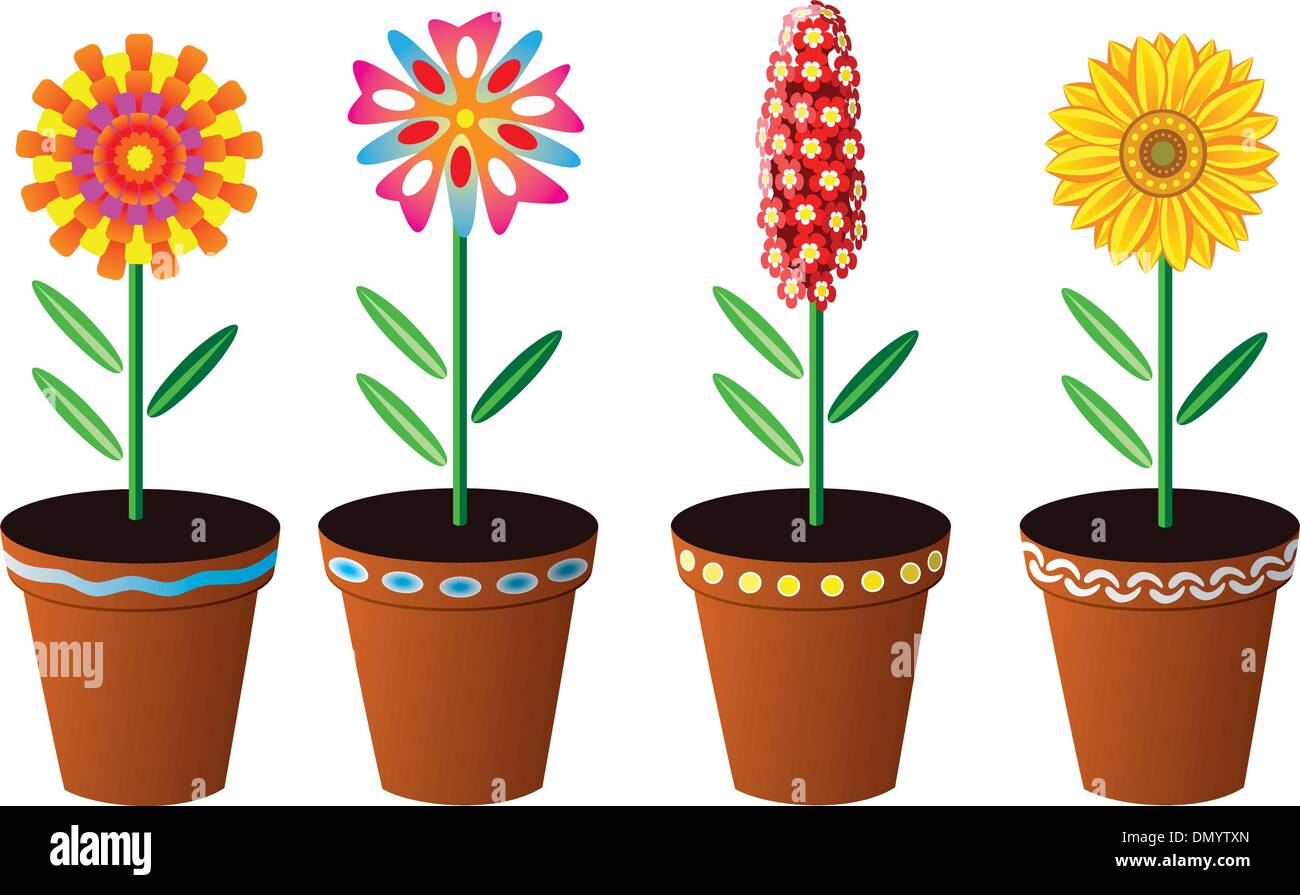 Pots de fleurs vecteur Illustration de Vecteur