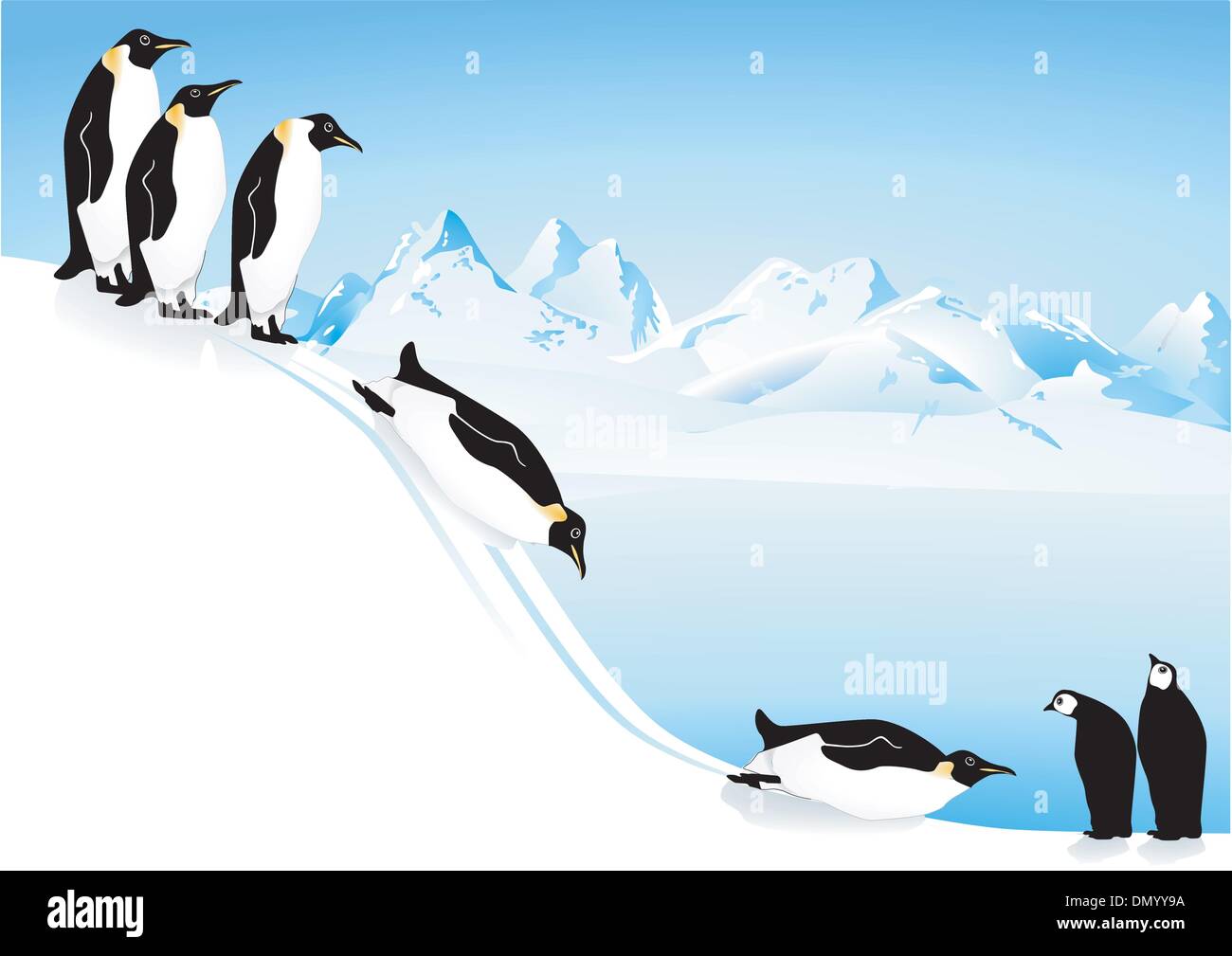 Toboggan des pingouins Image Vectorielle Stock - Alamy