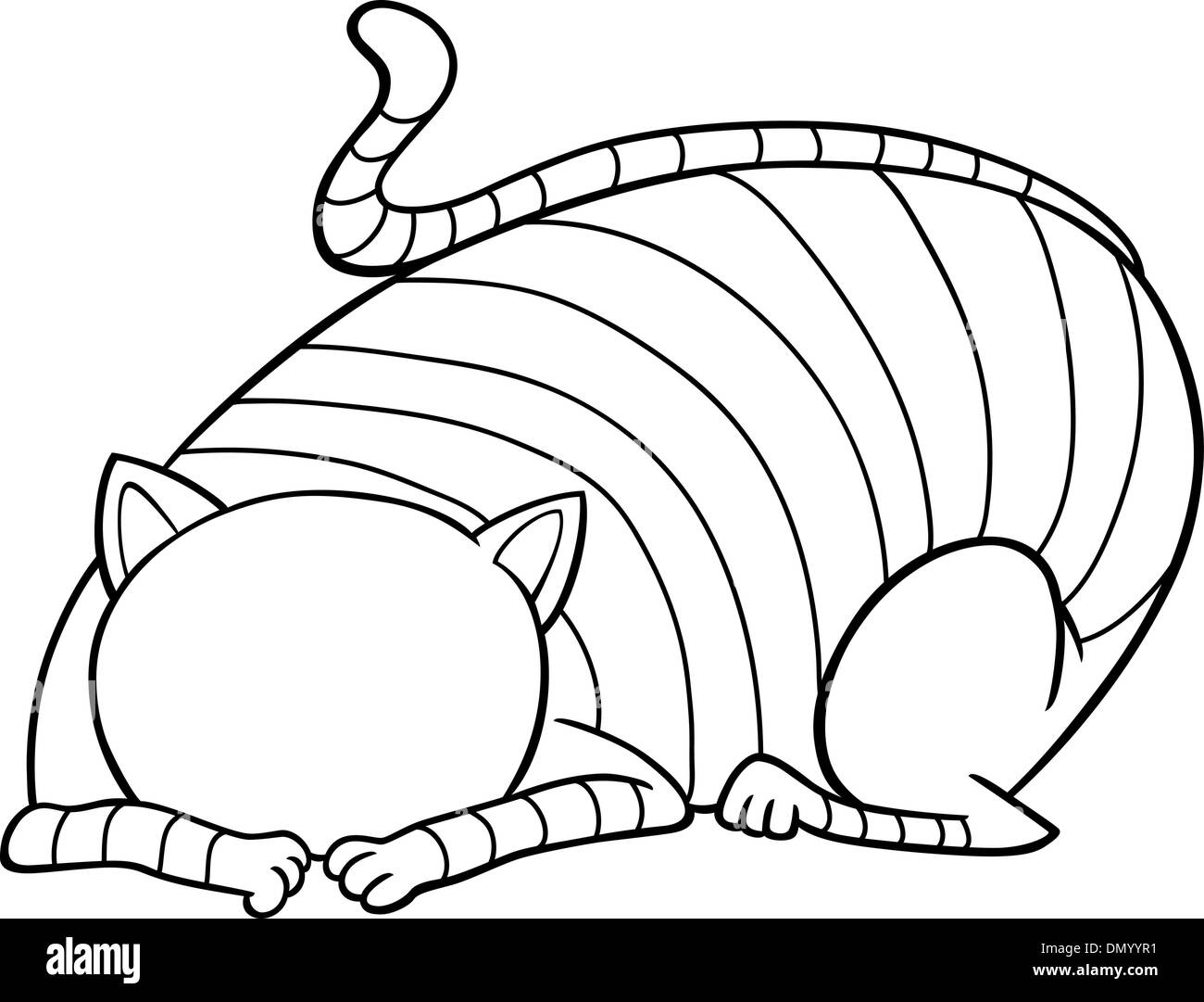 Fat Cat tabby pour colorier dessin animé Illustration de Vecteur