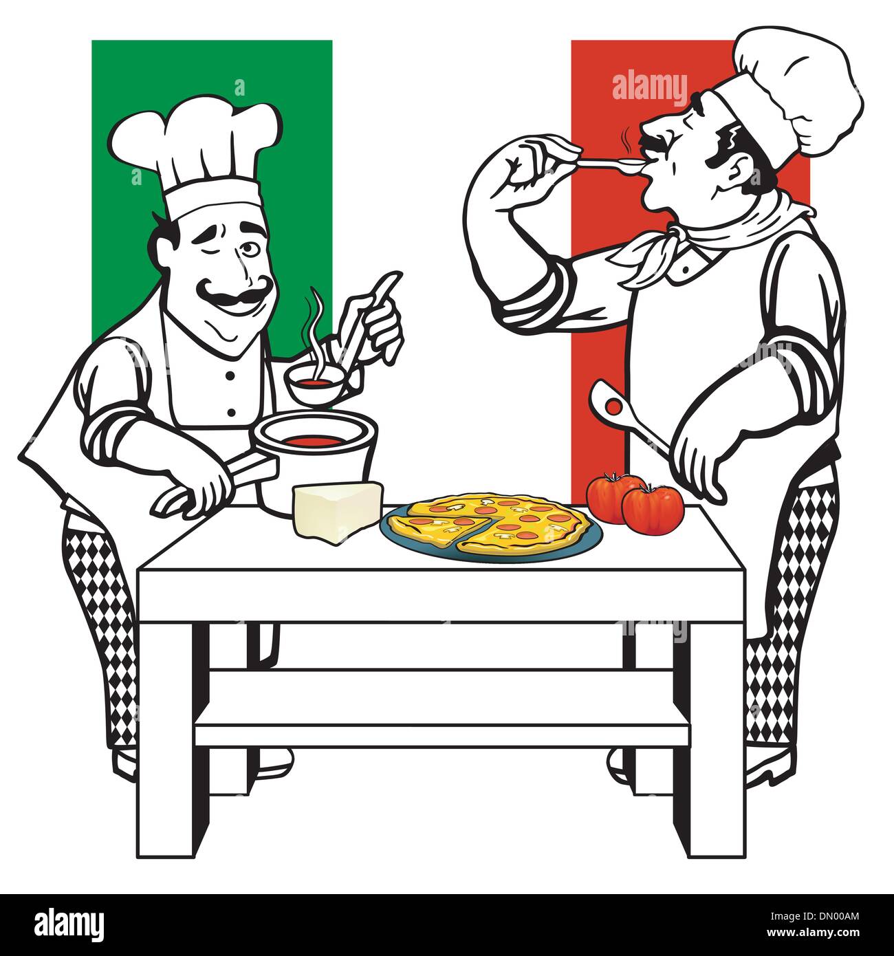 Deux cuisiniers italiens Illustration de Vecteur