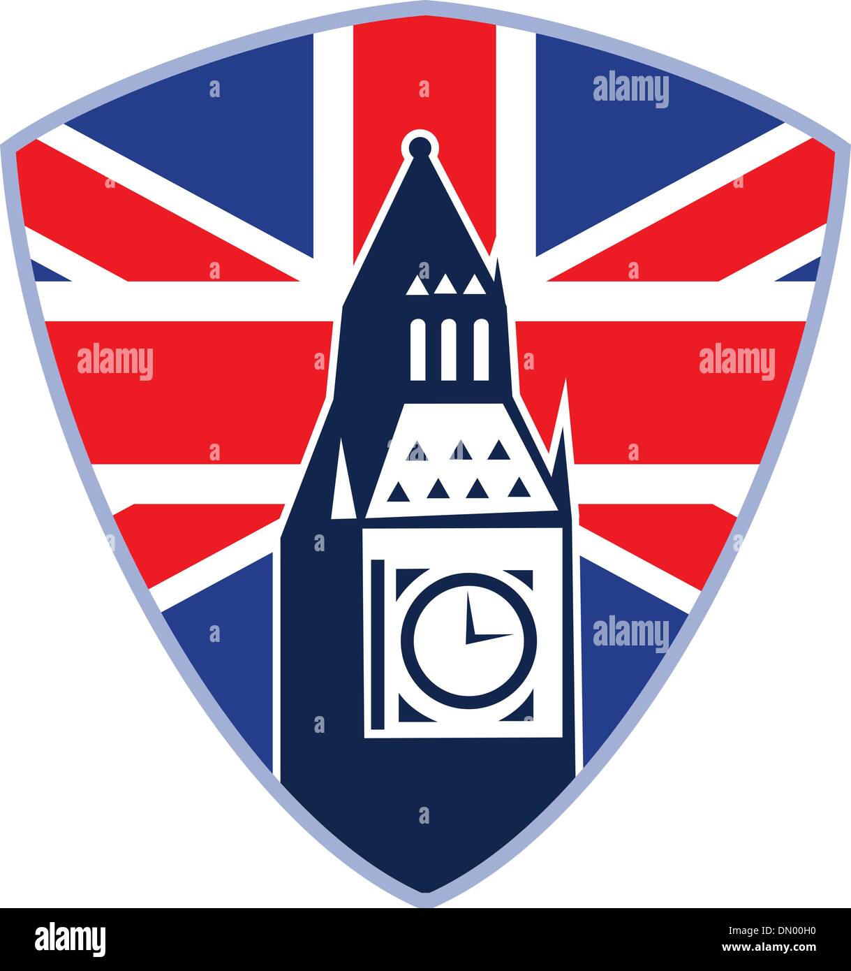 Tour de l'horloge de Big Ben Londres drapeau britannique Illustration de Vecteur