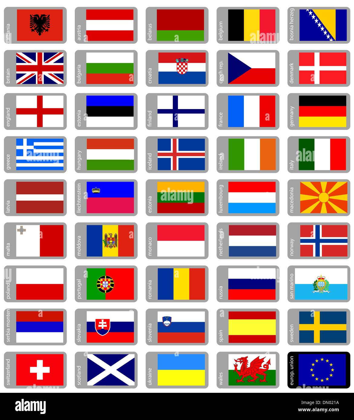 Ensemble de drapeaux des pays européens Illustration de Vecteur