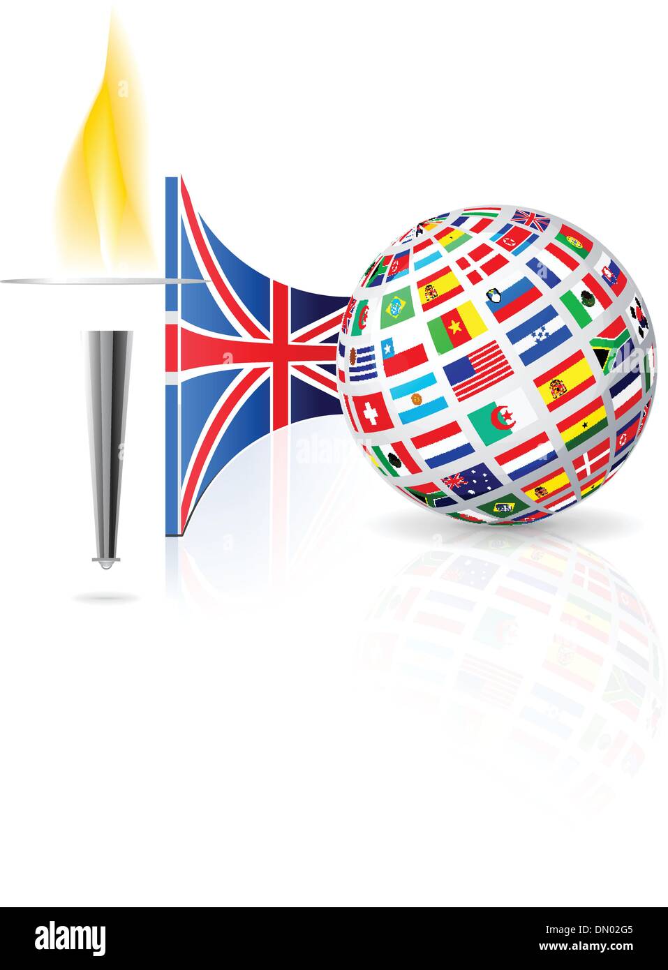 Drapeau de l'Angleterre avec une torche Illustration de Vecteur