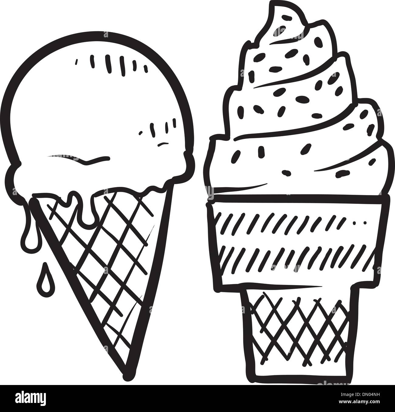 Ice cream cones dessin vectoriel Illustration de Vecteur