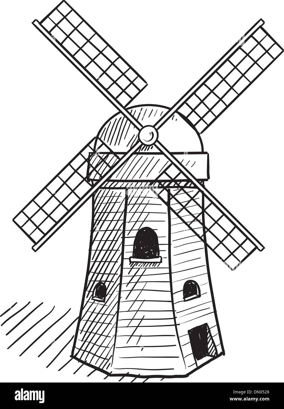 Moulin à vent traditionnel néerlandais vector Illustration de Vecteur