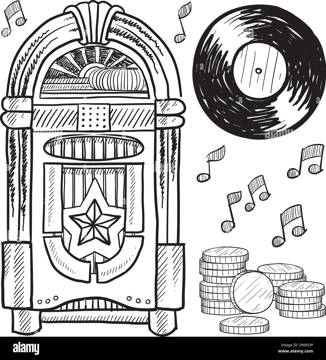 Jukebox rétro dessin vectoriel Illustration de Vecteur