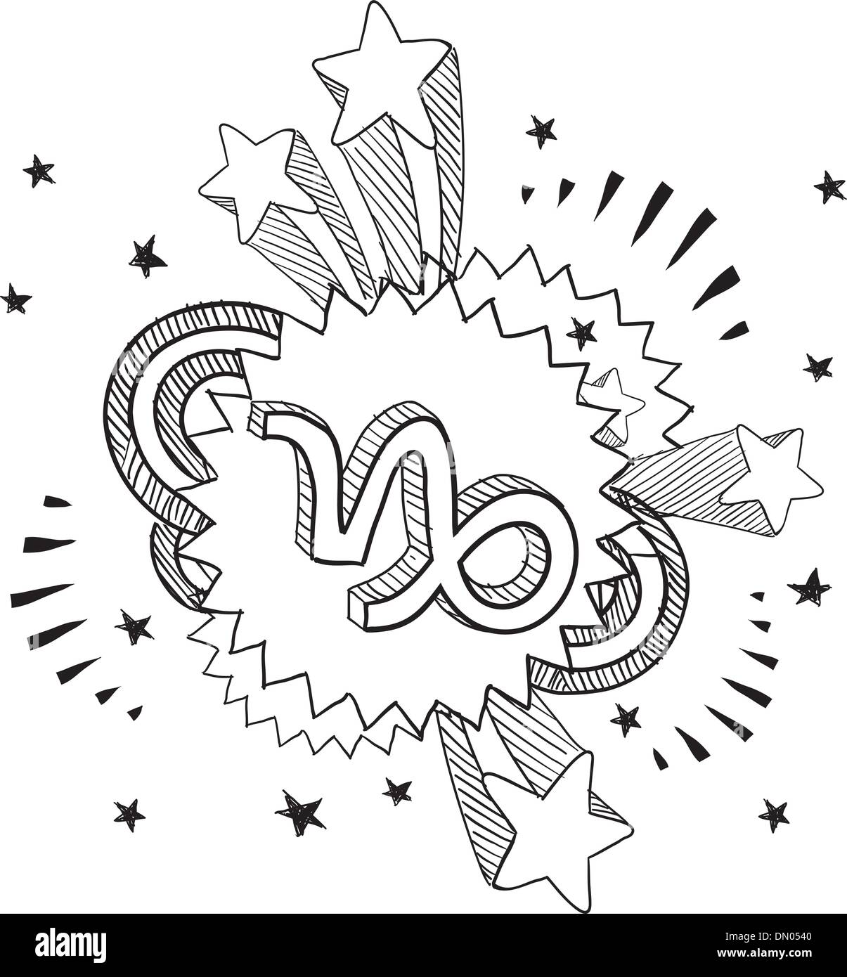 Croquis vecteur zodiac Capricorne Illustration de Vecteur