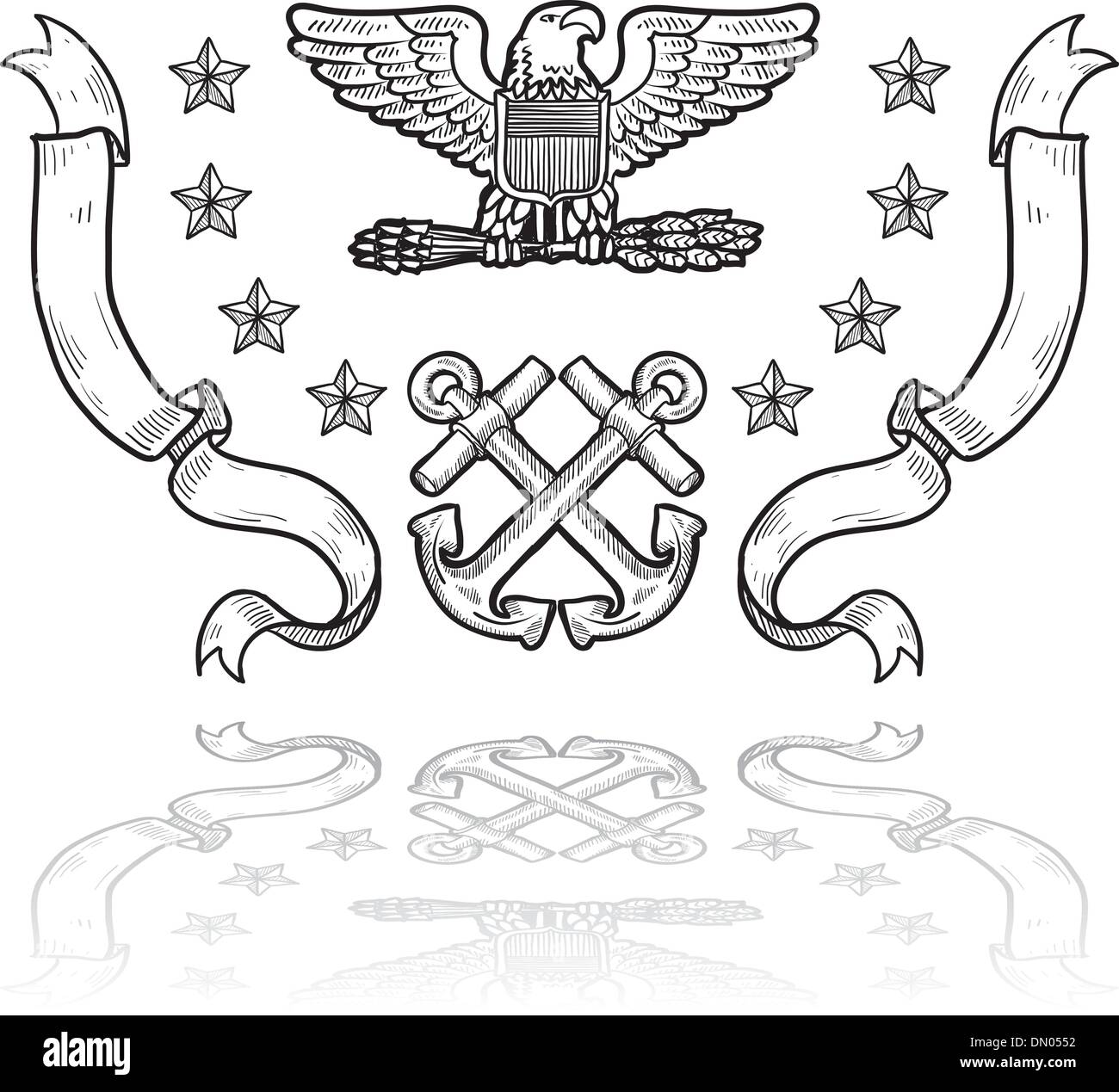 Militaire de la Marine américaine vector crest Illustration de Vecteur