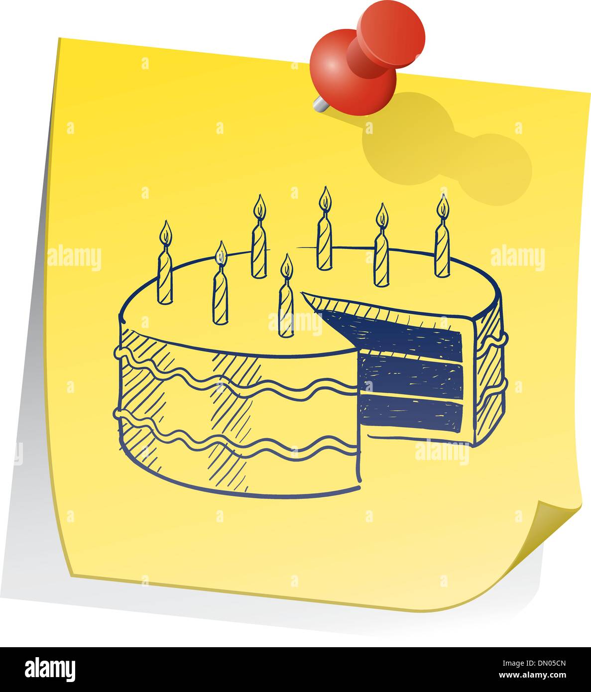 Rappel d'anniversaire sticky note vector Illustration de Vecteur