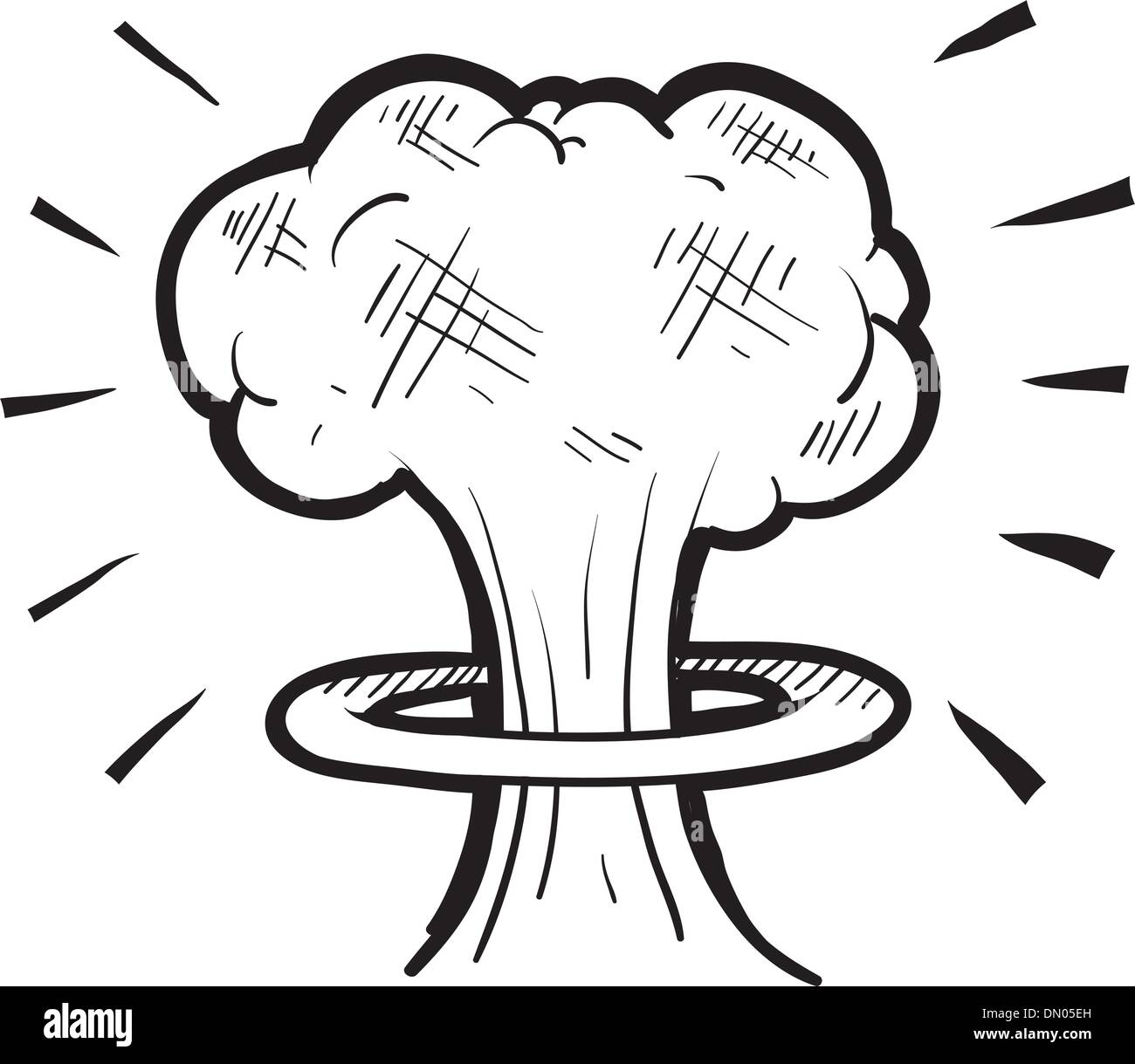 Champignon nucléaire croquis Illustration de Vecteur