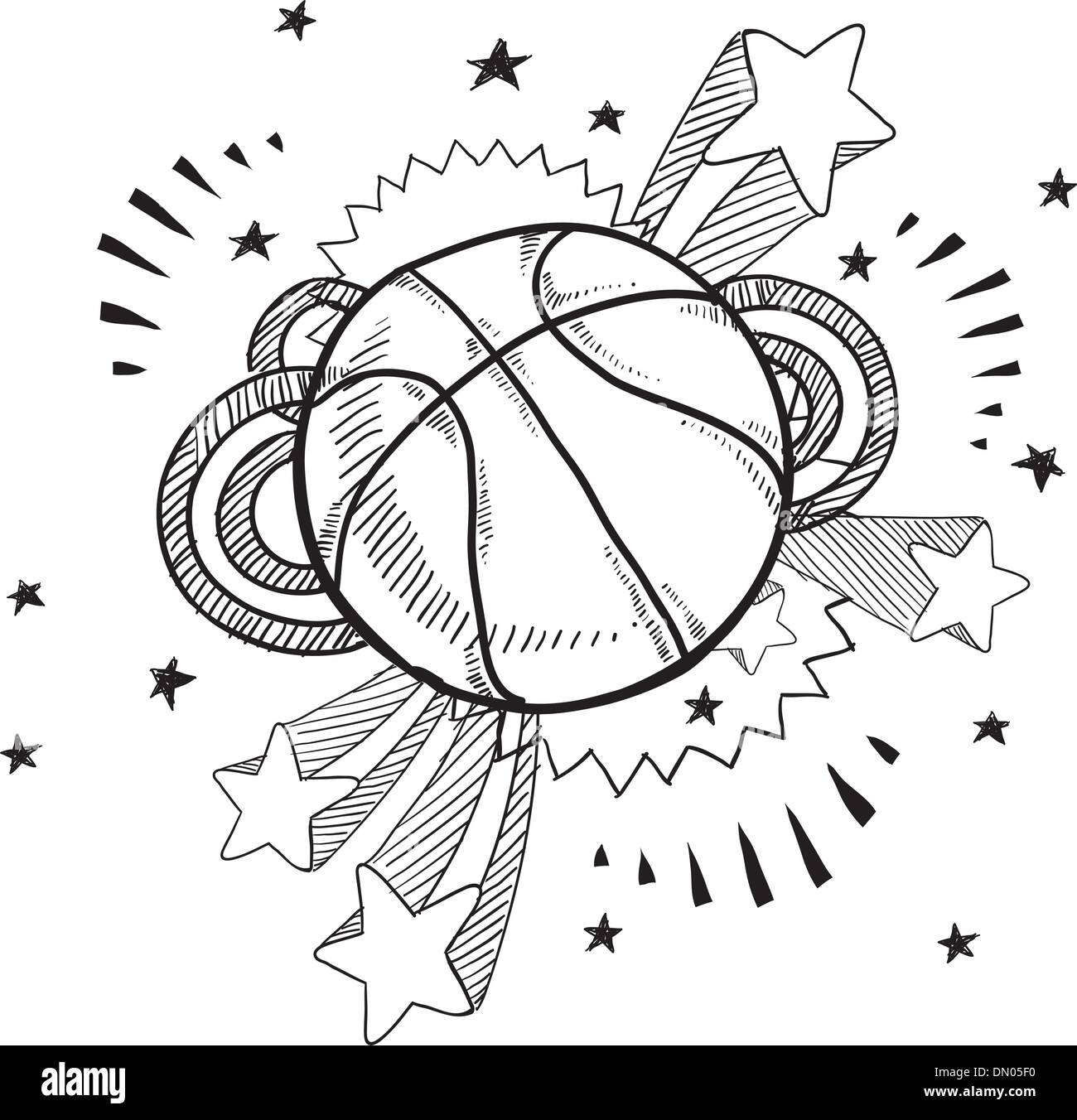 Croquis d'excitation de basket-ball Illustration de Vecteur