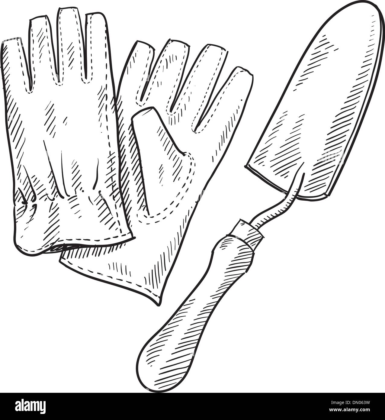 Croquis d'outils de jardinage Illustration de Vecteur