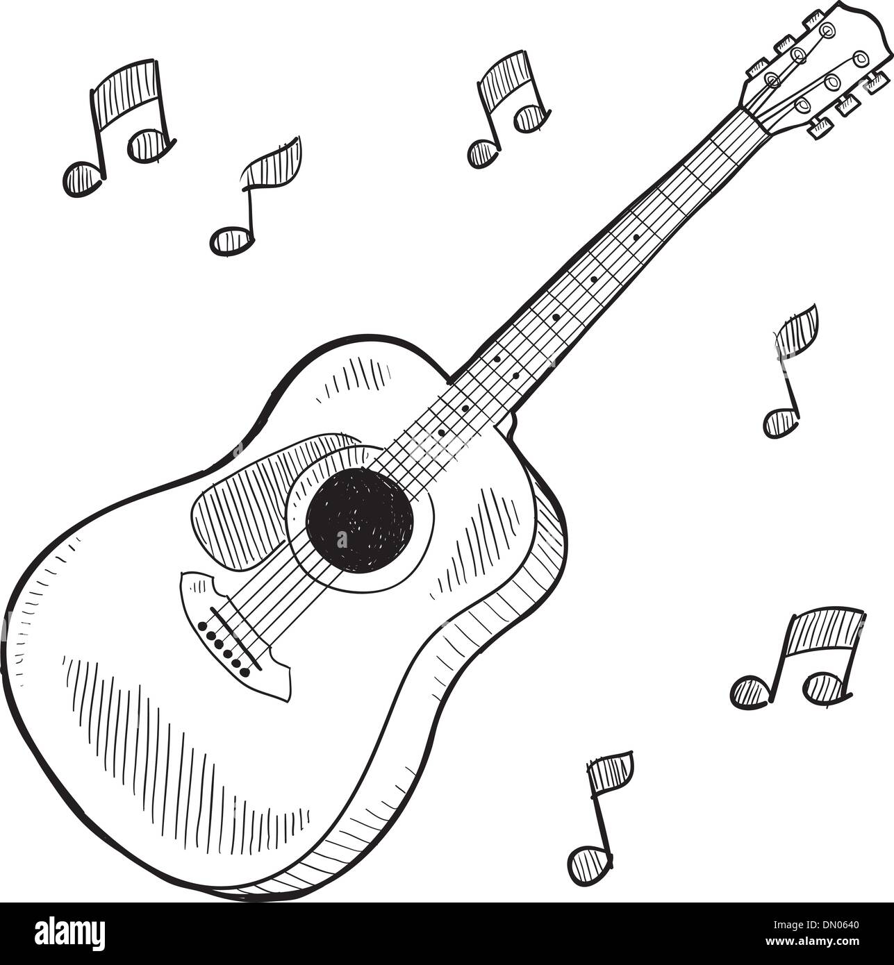 Croquis de guitare acoustique Image Vectorielle Stock - Alamy
