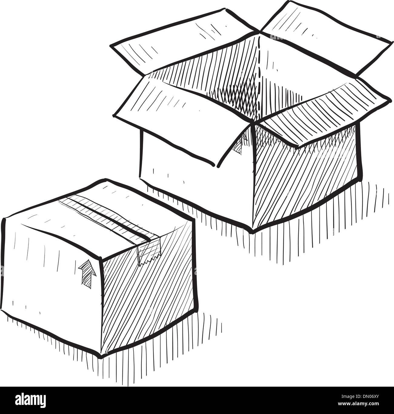 Cardboard box sketch Banque de photographies et d'images à haute résolution  - Alamy