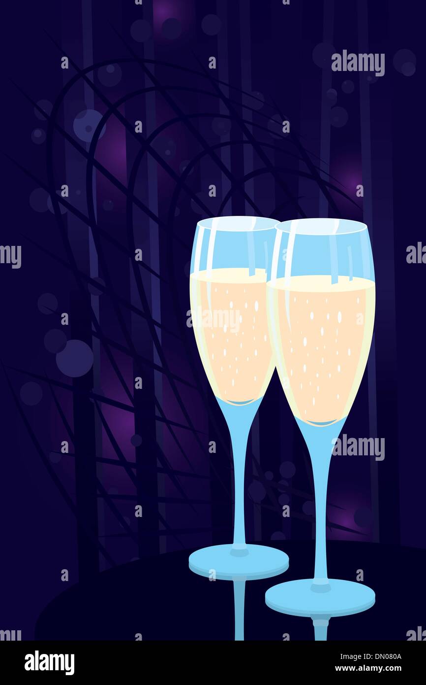Deux verres de champagne Illustration de Vecteur