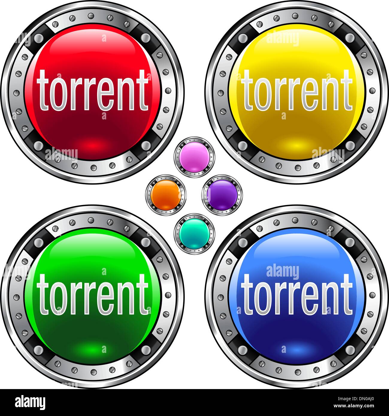 Type de fichier torrent boutons colorés Illustration de Vecteur