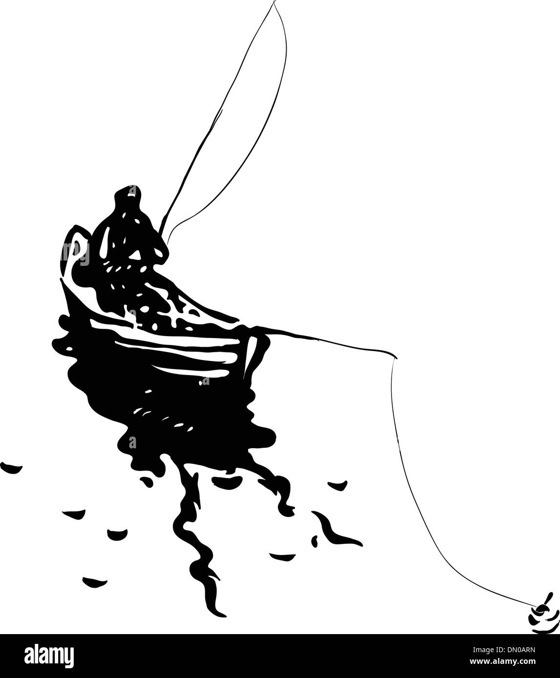 Pêcheur dans un bateau Illustration de Vecteur