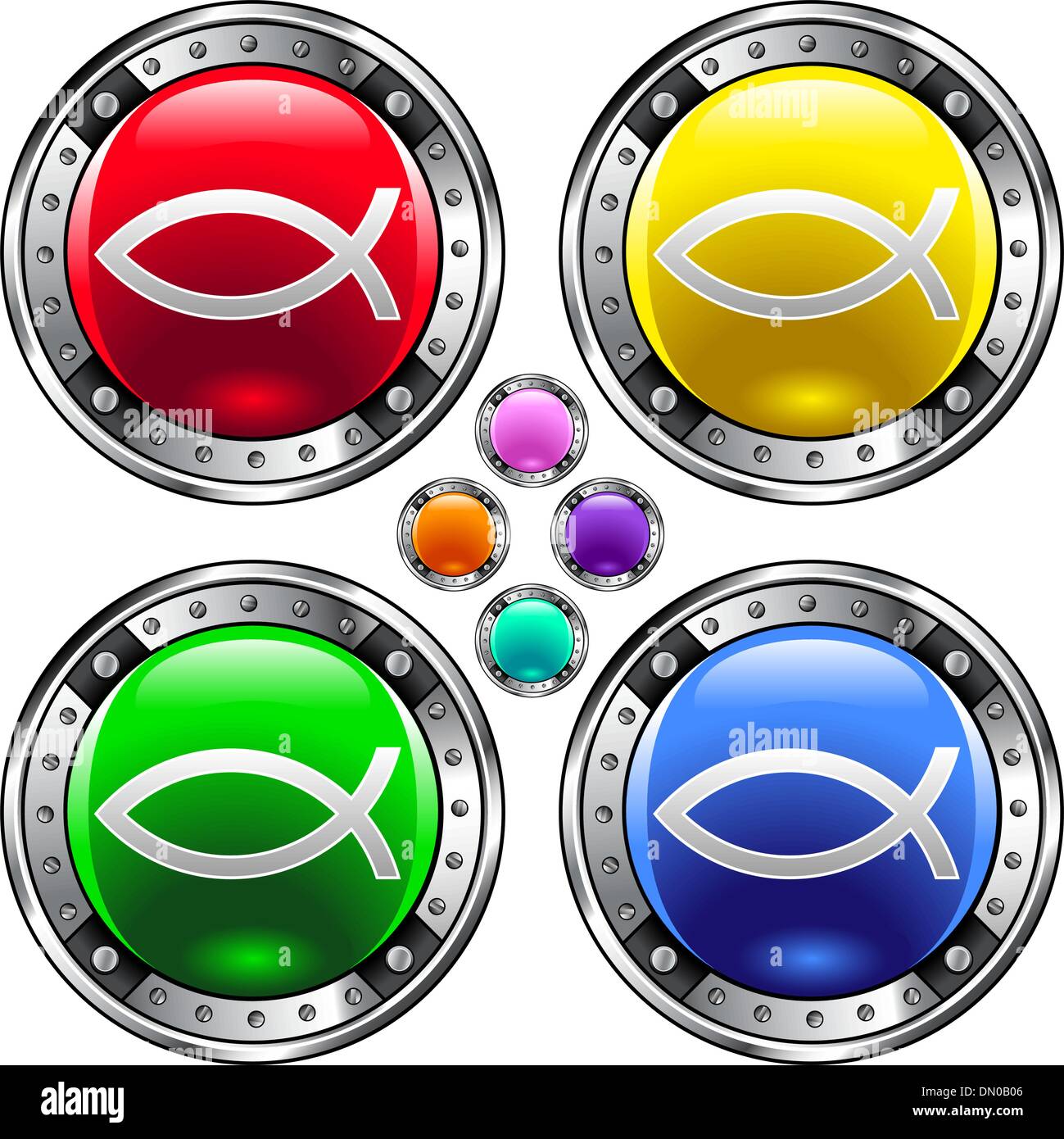 Bouton coloré poisson Jésus Illustration de Vecteur
