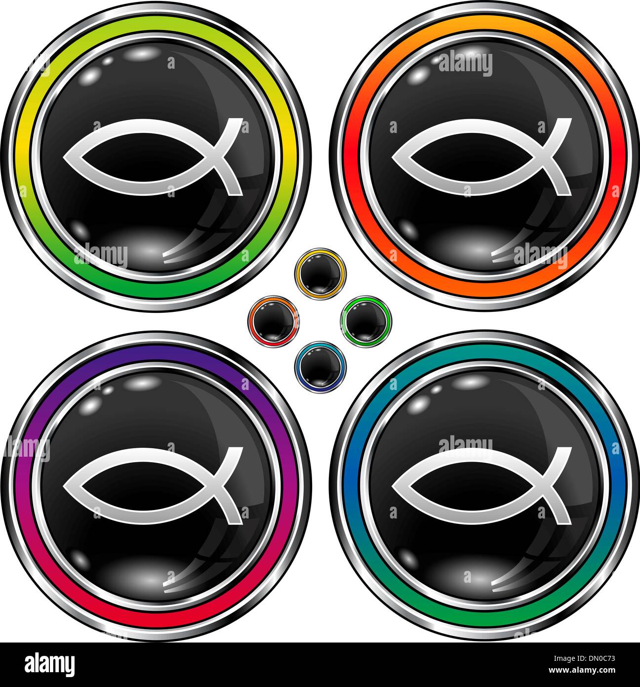 Jésus noir poisson bouton orb Illustration de Vecteur