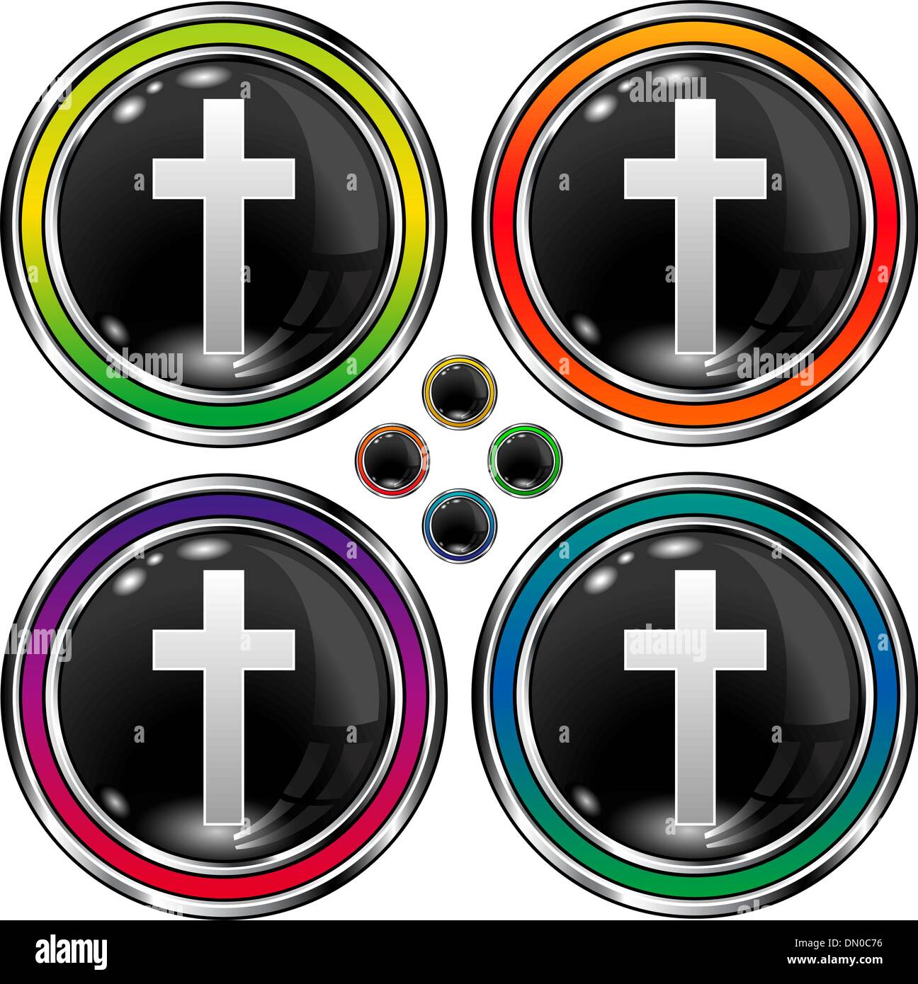 Croix chrétienne bouton orb noir Illustration de Vecteur