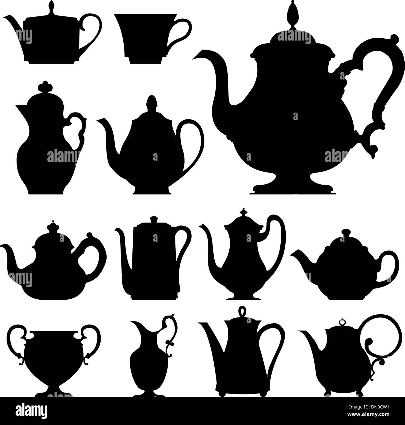 Silhouettes vecteur théières Illustration de Vecteur