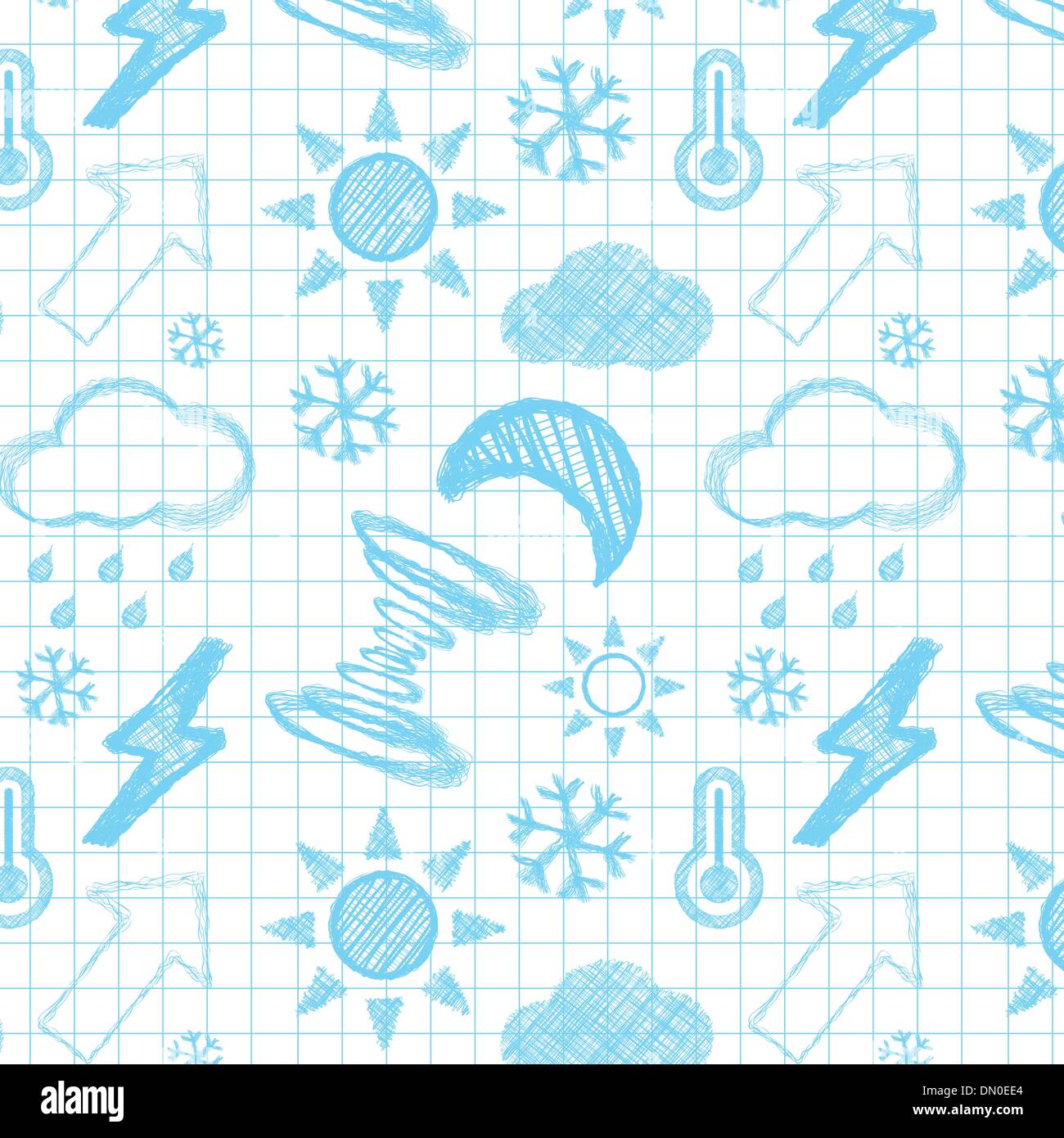 Météo hand drawn seamless pattern. Illustration de Vecteur