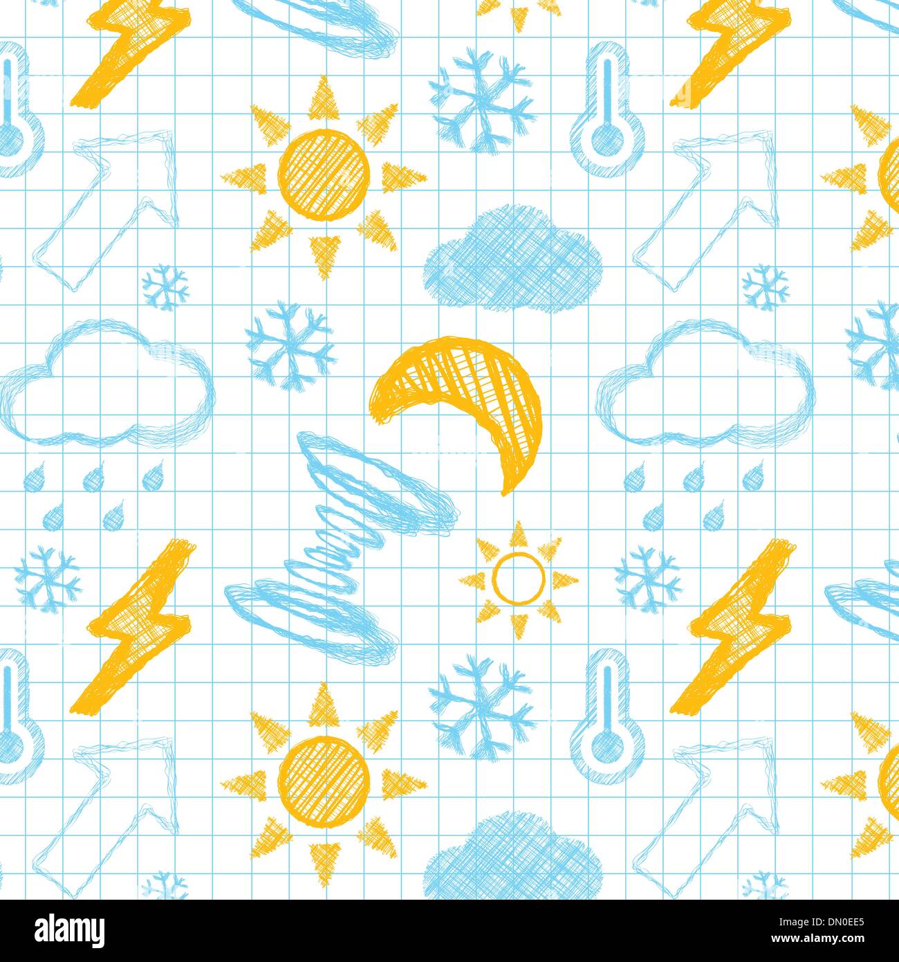 Météo hand drawn seamless pattern. Illustration de Vecteur