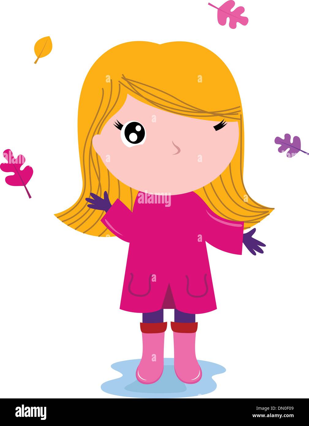 Peu cute autumn girl isolated on white Illustration de Vecteur