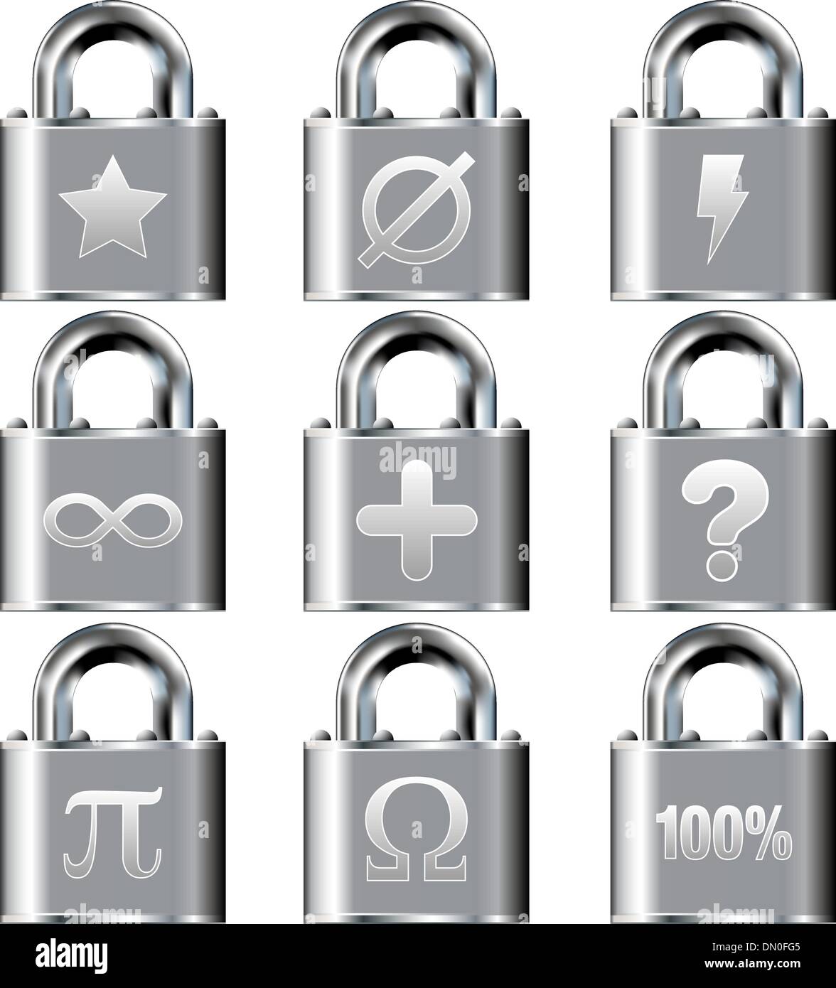 Secure symbole mathématique icon set Illustration de Vecteur