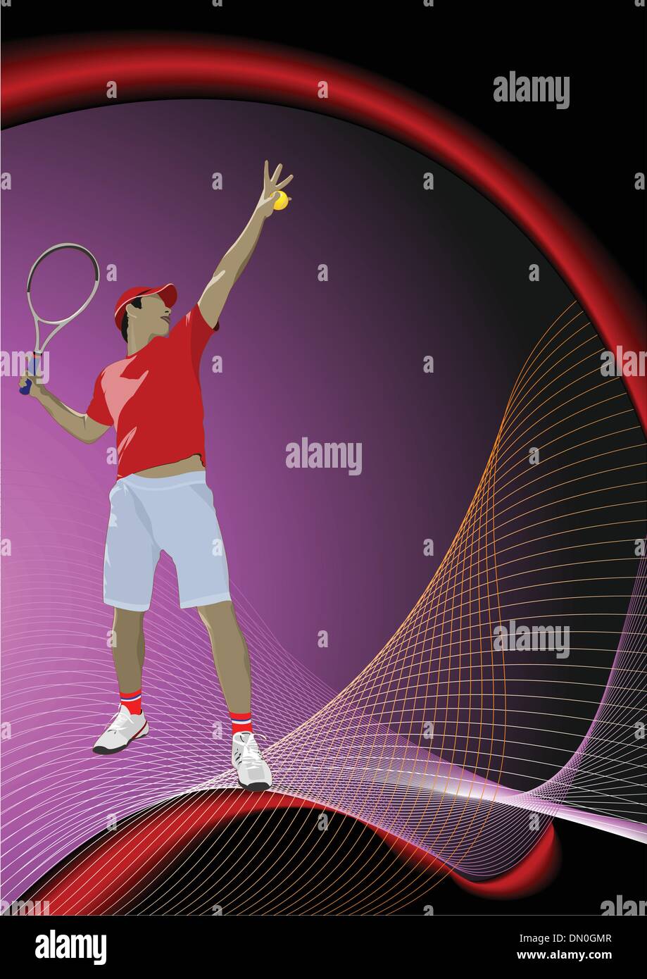 Joueur de tennis. Illustration Vecteur de couleur pour les concepteurs Illustration de Vecteur