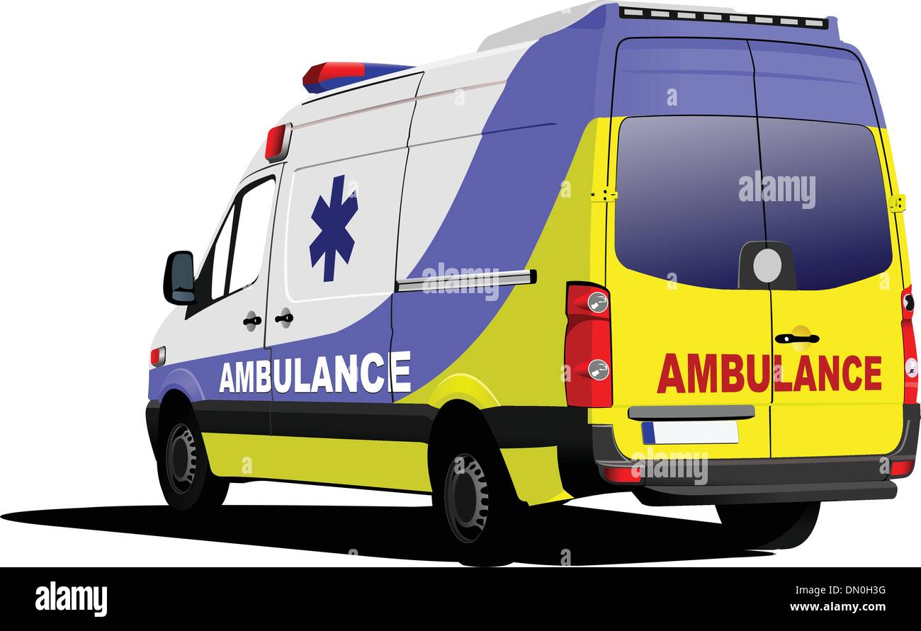 Ambulance moderne van plus de blanc. Illustration vecteur de couleur Illustration de Vecteur