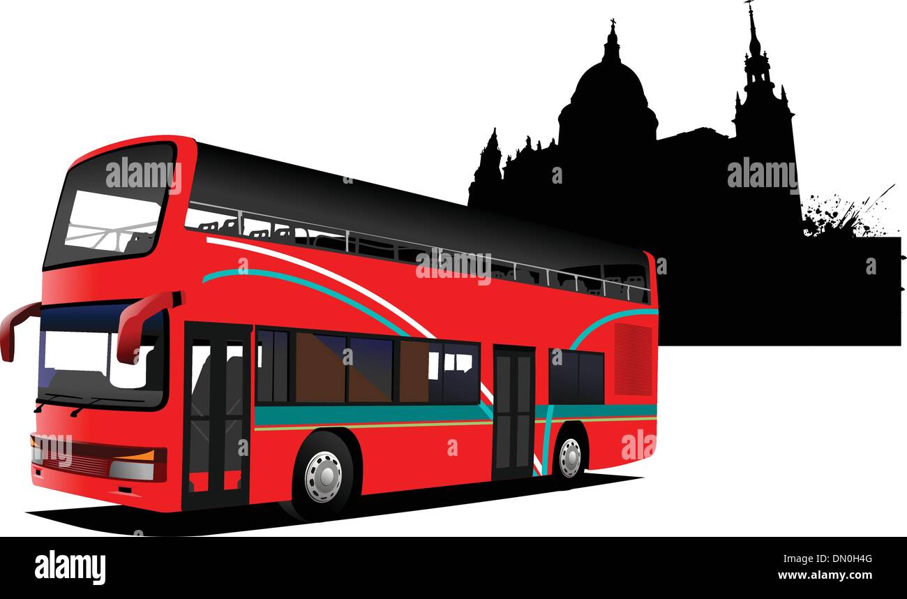 London sightseeing bus rouge à deux étages. Vector illustration Illustration de Vecteur